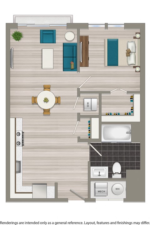 a floor plan of a house with a bedroom and a living room